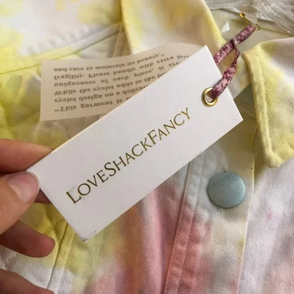 NEW LoveShackFancy Adelade Quilted Denim Colorful Pastel Preppy Jean Jacket S
